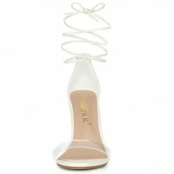 Allegra K Women's Clear Strap Stiletto Heel Lace Up Sandals Shoes