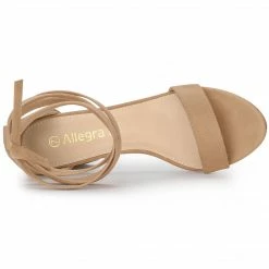 Allegra K Women's Faux Suede Chunky Heels Lace Up Sandals Shoes