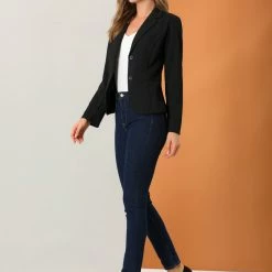 Allegra K Women's Work Office Lapel Collar Stretch Jacket Suit Blazer