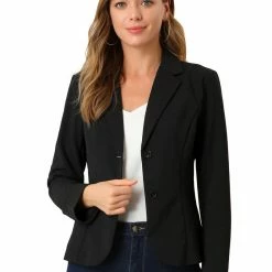 Allegra K Women's Work Office Lapel Collar Stretch Jacket Suit Blazer