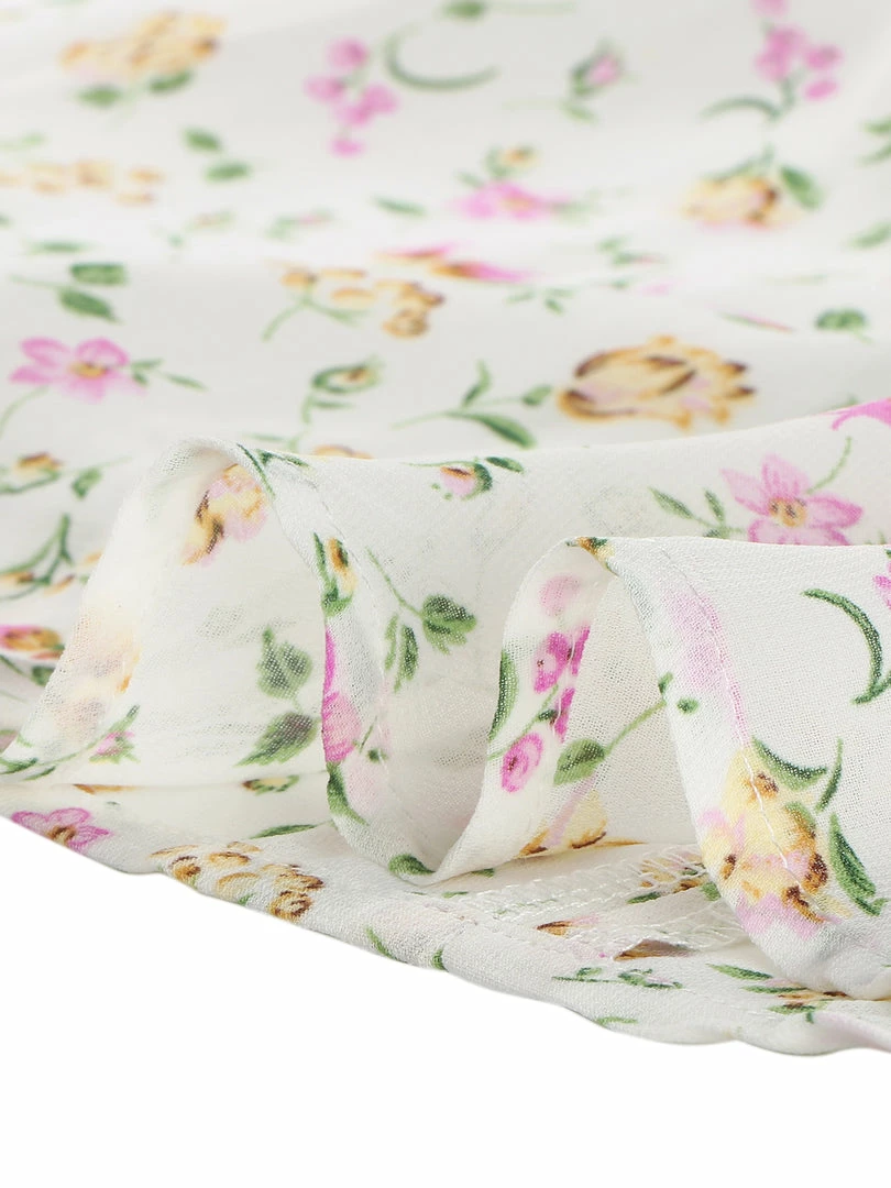 Allegra K Floral Lace-up V-neck Flouncing Sleeve Chiffon Dress Clothing 68 Allegra K Floral Lace-up V-neck Flouncing Sleeve Chiffon Dress Clothing