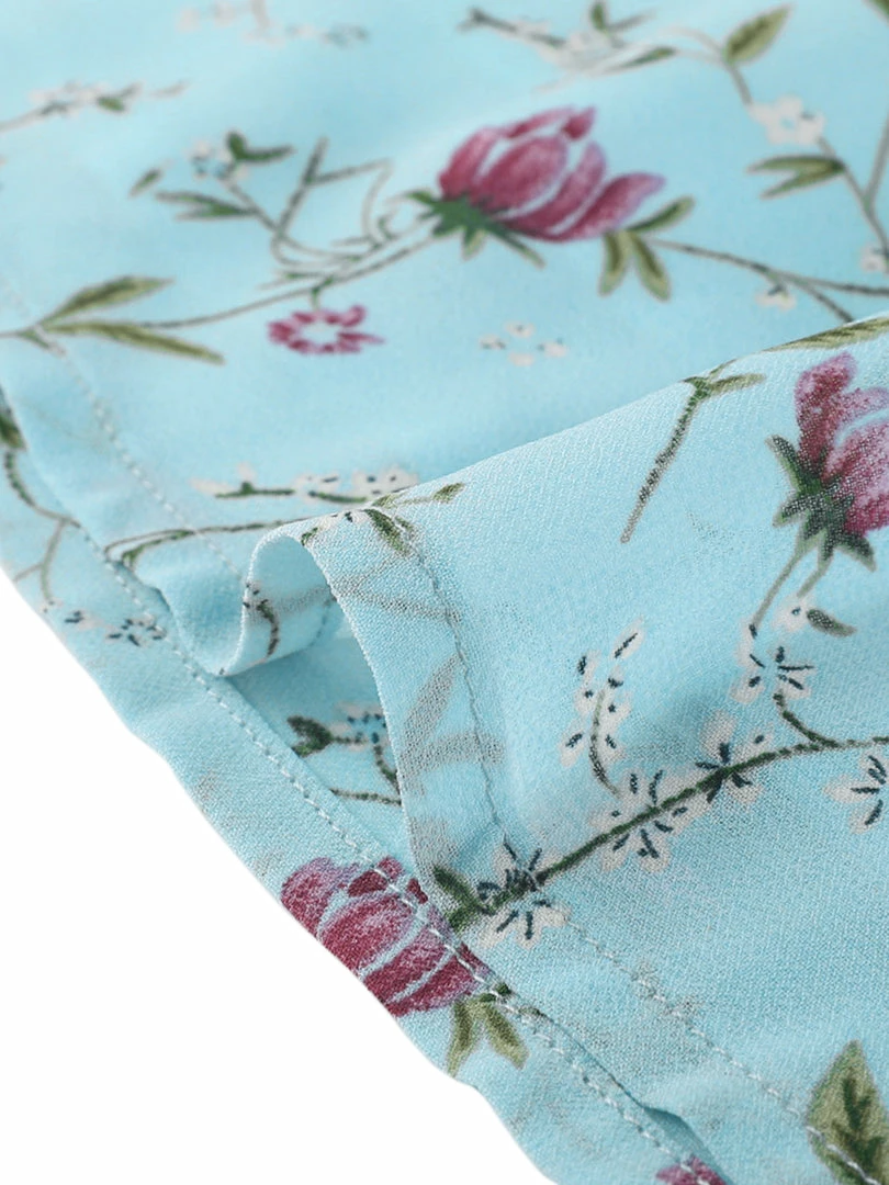 Allegra K Floral Lace-up V-neck Flouncing Sleeve Chiffon Dress Clothing 74 Allegra K Floral Lace-up V-neck Flouncing Sleeve Chiffon Dress Clothing