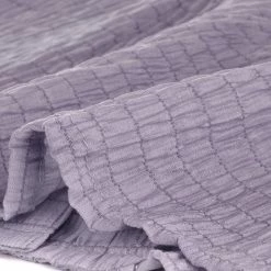 Allegra K Women's Camp Collar Button Front Textured Short Bubble Sleeve Shirt