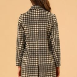 Allegra K Women's Winter Elegant Lapel Collar Woolen Long Trench Coat