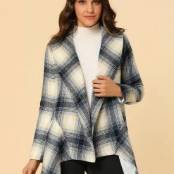 Allegra K Wide Lapel Plaid Fall Wrap Coat Women 74 Allegra K Wide Lapel Plaid Fall Wrap Coat Women