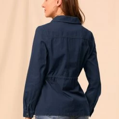 Allegra K Cotton Lightweight Utility Jacket