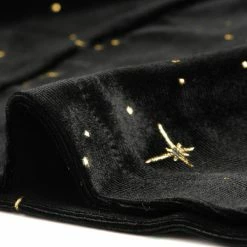 Allegra K Women's Velvet V-Neck Long Sleeve Gilding Metallic Shiny Star Blouse Top