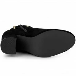 Allegra K Women's Buckle Decor Chunky Heels Ankle Boots