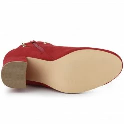 Allegra K Women's Buckle Decor Chunky Heels Ankle Boots