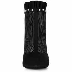 Allegra K Women's Mesh Stiletto High Heels Booties Ruffle Ankle Boots Shoes