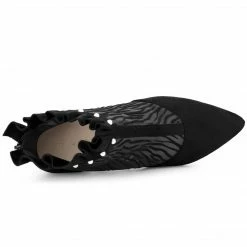 Allegra K Women's Mesh Stiletto High Heels Booties Ruffle Ankle Boots Shoes