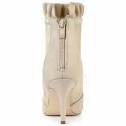 Allegra K Women's Mesh Stiletto High Heels Booties Ruffle Ankle Boots Shoes