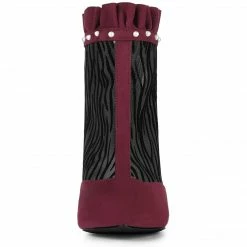 Allegra K Women's Mesh Stiletto High Heels Booties Ruffle Ankle Boots Shoes