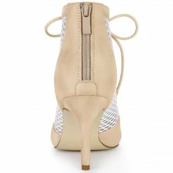 Allegra K Shoes Women's Mesh Lace Up Stiletto Heels Ankle Boots