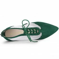 Allegra K Shoes Women's Mesh Lace Up Stiletto Heels Ankle Boots