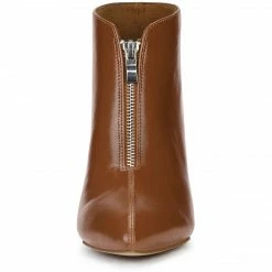 Allegra K Shoes Women's Pointed Toe Front Zip Chunky Heel Ankle Boots