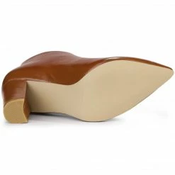 Allegra K Shoes Women's Pointed Toe Front Zip Chunky Heel Ankle Boots