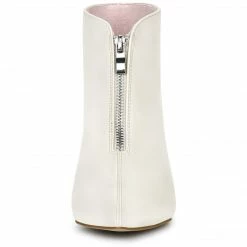 Allegra K Shoes Women's Pointed Toe Front Zip Chunky Heel Ankle Boots