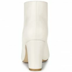 Allegra K Shoes Women's Pointed Toe Front Zip Chunky Heel Ankle Boots