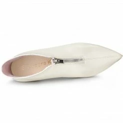 Allegra K Shoes Women's Pointed Toe Front Zip Chunky Heel Ankle Boots