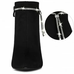 Allegra K Women's Bling Rhinestone Pointed Toe Stiletto Heels Ankle Boots 24 Allegra K Women's Bling Rhinestone Pointed Toe Stiletto Heels Ankle Boots