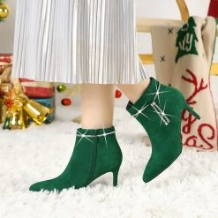 Allegra K Women's Bling Rhinestone Pointed Toe Stiletto Heels Ankle Boots 35 Allegra K Women's Bling Rhinestone Pointed Toe Stiletto Heels Ankle Boots