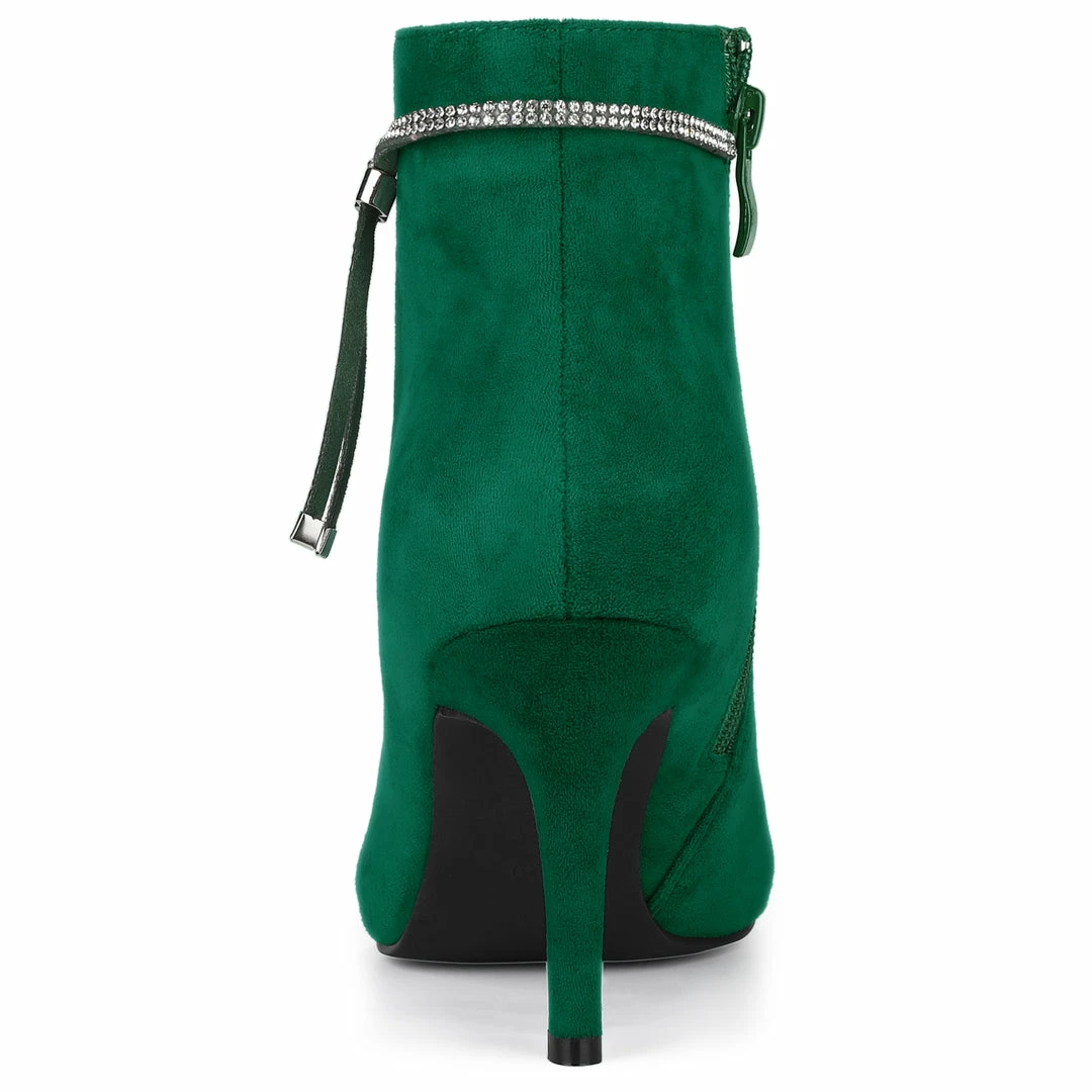 Allegra K Women's Bling Rhinestone Pointed Toe Stiletto Heels Ankle Boots 19 Allegra K Women's Bling Rhinestone Pointed Toe Stiletto Heels Ankle Boots