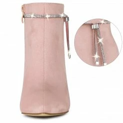 Allegra K Women's Bling Rhinestone Pointed Toe Stiletto Heels Ankle Boots 30 Allegra K Women's Bling Rhinestone Pointed Toe Stiletto Heels Ankle Boots