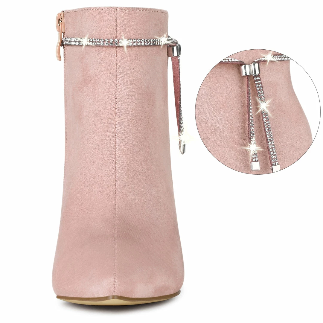 Allegra K Women's Bling Rhinestone Pointed Toe Stiletto Heels Ankle Boots 12 Allegra K Women's Bling Rhinestone Pointed Toe Stiletto Heels Ankle Boots