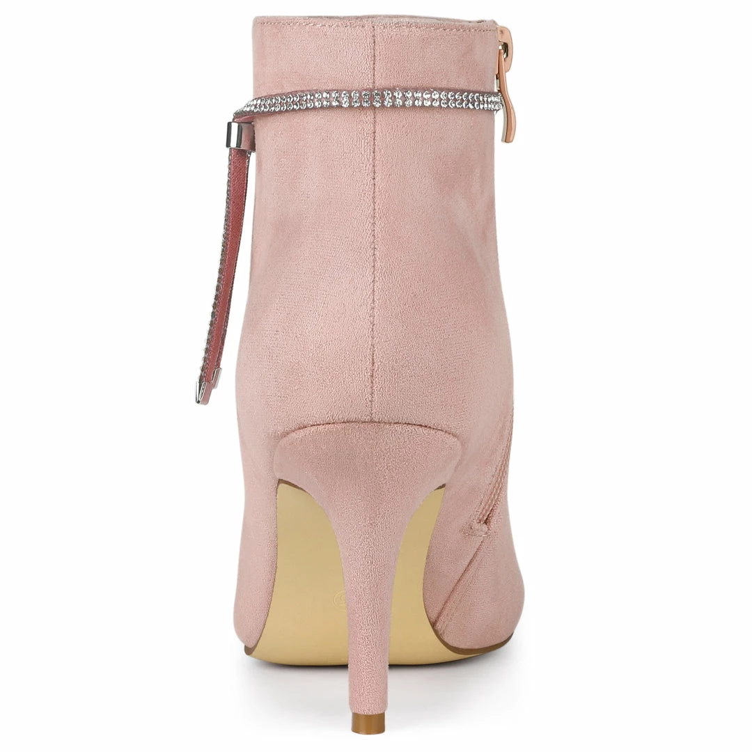 Allegra K Women's Bling Rhinestone Pointed Toe Stiletto Heels Ankle Boots 13 Allegra K Women's Bling Rhinestone Pointed Toe Stiletto Heels Ankle Boots