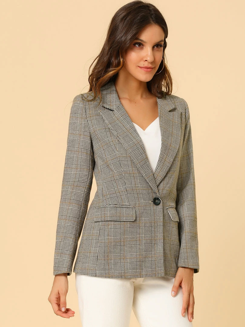 Allegra K Notched Lapel Plaid Boyfriend Blazer Jacket 47 Allegra K Notched Lapel Plaid Boyfriend Blazer Jacket