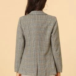 Allegra K Notched Lapel Plaid Boyfriend Blazer Jacket 96 Allegra K Notched Lapel Plaid Boyfriend Blazer Jacket