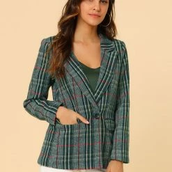 Allegra K Notched Lapel Plaid Boyfriend Blazer Jacket 88 Allegra K Notched Lapel Plaid Boyfriend Blazer Jacket