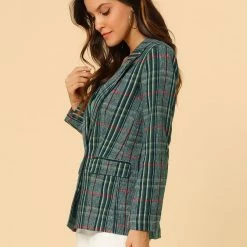 Allegra K Notched Lapel Plaid Boyfriend Blazer Jacket 89 Allegra K Notched Lapel Plaid Boyfriend Blazer Jacket