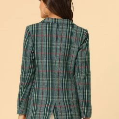 Allegra K Notched Lapel Plaid Boyfriend Blazer Jacket 90 Allegra K Notched Lapel Plaid Boyfriend Blazer Jacket