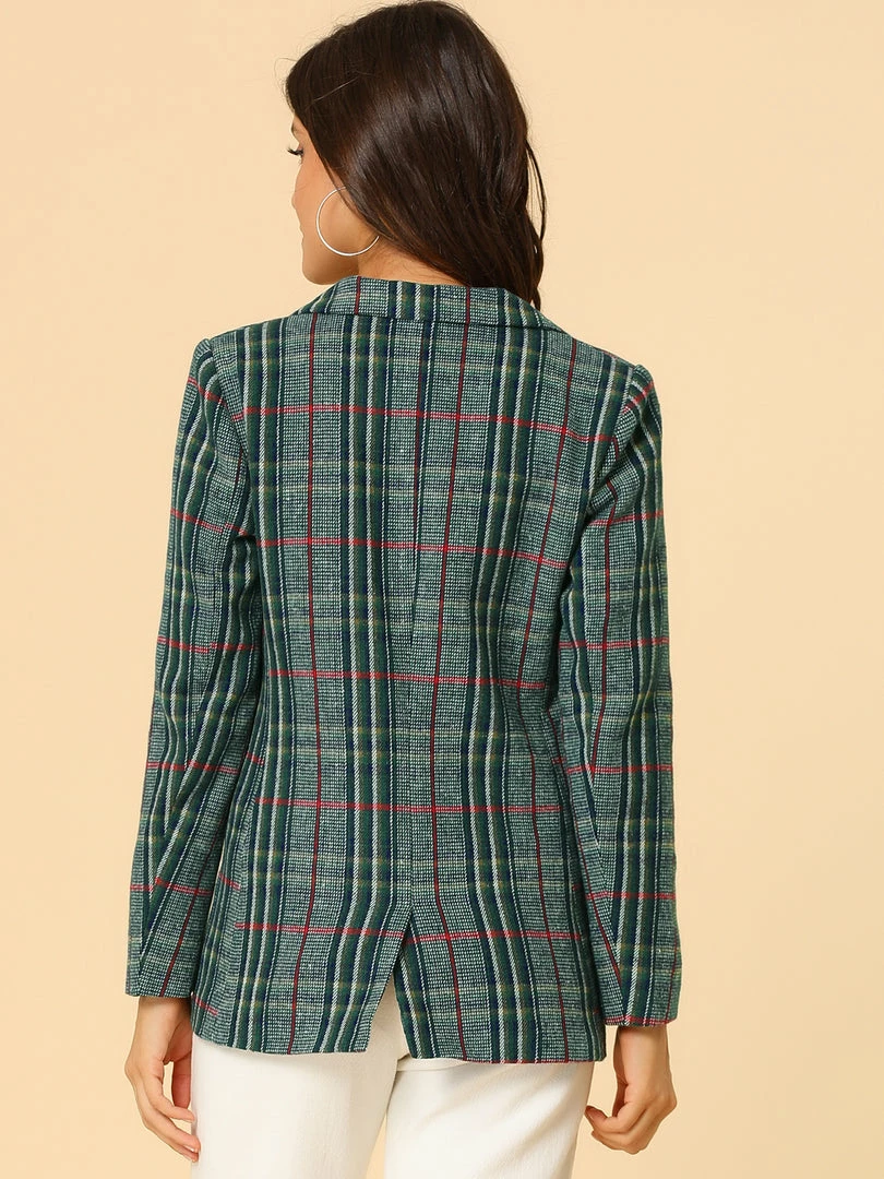 Allegra K Notched Lapel Plaid Boyfriend Blazer Jacket 43 Allegra K Notched Lapel Plaid Boyfriend Blazer Jacket