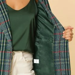 Allegra K Notched Lapel Plaid Boyfriend Blazer Jacket 91 Allegra K Notched Lapel Plaid Boyfriend Blazer Jacket