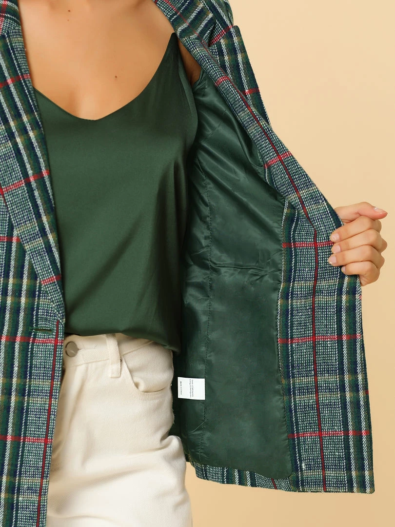 Allegra K Notched Lapel Plaid Boyfriend Blazer Jacket 44 Allegra K Notched Lapel Plaid Boyfriend Blazer Jacket