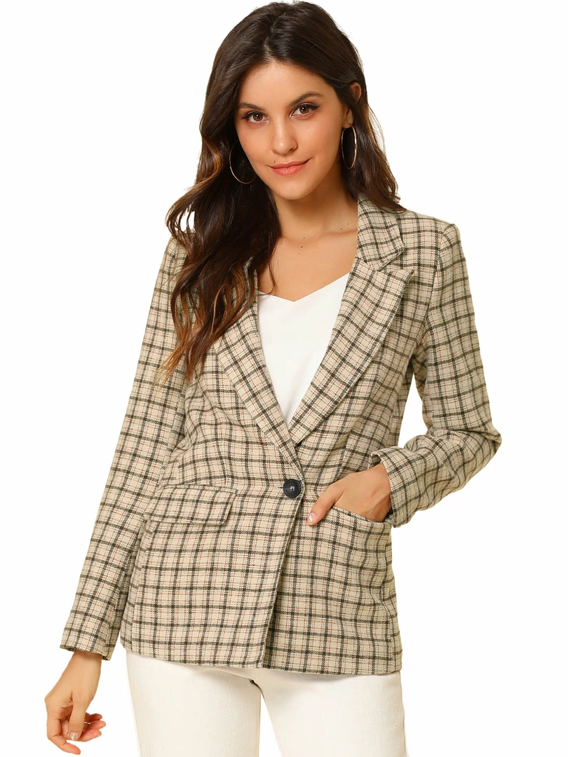 Allegra K Notched Lapel Plaid Boyfriend Blazer Jacket 33 Allegra K Notched Lapel Plaid Boyfriend Blazer Jacket