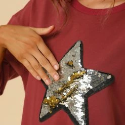 Allegra K Women's Sequin Shiny Star Crew Neck Long Sleeve Sweatshirt Top 75 Allegra K Women's Sequin Shiny Star Crew Neck Long Sleeve Sweatshirt Top