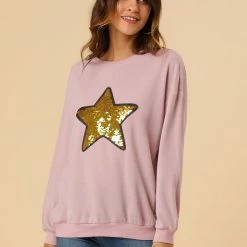Allegra K Women's Sequin Shiny Star Crew Neck Long Sleeve Sweatshirt Top 48 Allegra K Women's Sequin Shiny Star Crew Neck Long Sleeve Sweatshirt Top