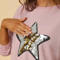 Allegra K Women's Sequin Shiny Star Crew Neck Long Sleeve Sweatshirt Top 51 Allegra K Women's Sequin Shiny Star Crew Neck Long Sleeve Sweatshirt Top