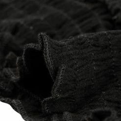 Allegra K Women's Embroidery Lace Peasant Tie Neck Bell Sleeve Smocked Hem Cropped Top