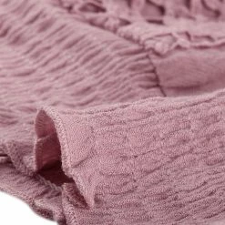 Allegra K Women's Embroidery Lace Peasant Tie Neck Bell Sleeve Smocked Hem Cropped Top