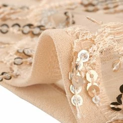 Allegra K Women's Sequin Shiny Glitter Crop Top Short Sleeves Tassel T-Shirt