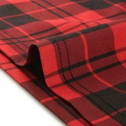 Allegra K Women's Tartan Plaid Vintage Square Neck Puff Sleeve Mini Bodycon Dress