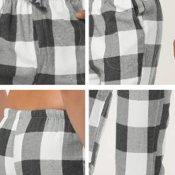 Allegra K Men's Flannel Plaids Pajamas Pants Drawstring Sleepwear Pjs Pants With Pockets