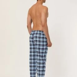 Allegra K Men's Flannel Plaids Pajamas Pants Drawstring Sleepwear Pjs Pants With Pockets