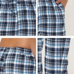 Allegra K Men's Flannel Plaids Pajamas Pants Drawstring Sleepwear Pjs Pants With Pockets