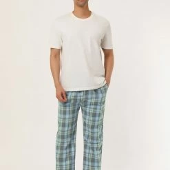 Allegra K Men's Flannel Plaids Pajamas Pants Drawstring Sleepwear Pjs Pants With Pockets